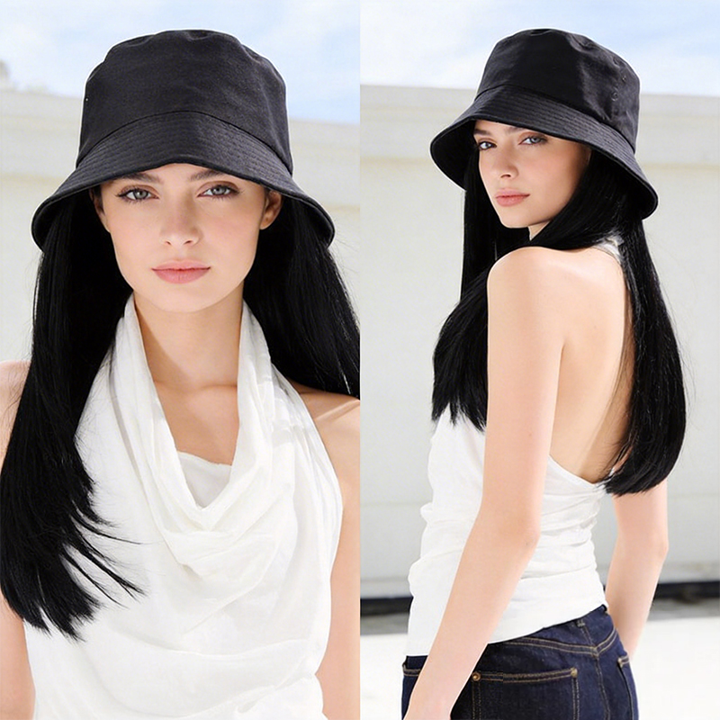 Bucket Hat Women - Солнцезащитная черная панама с синтетическими внутренними
