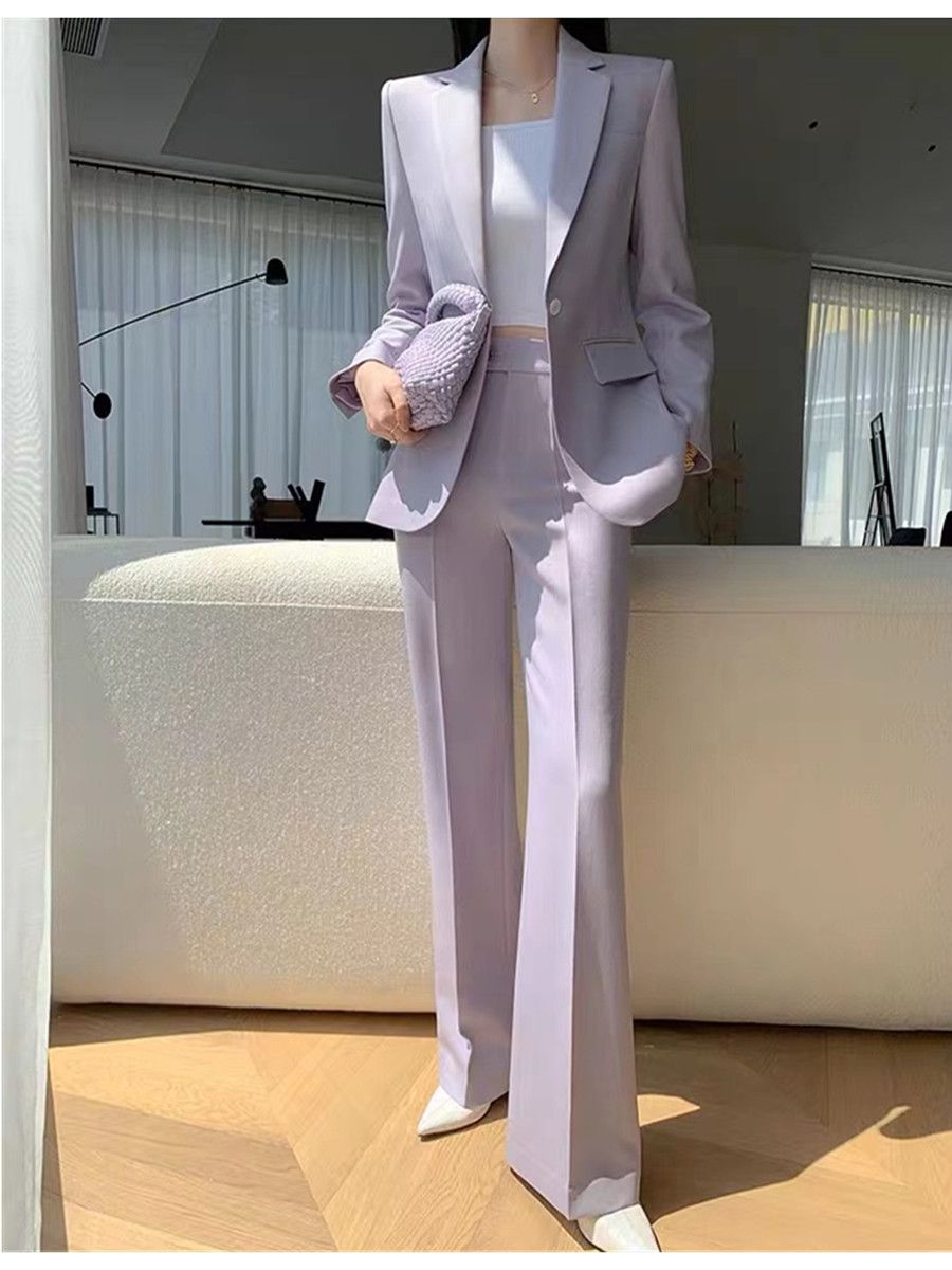 Women'S Fashion Blazer - Allingentle фиолетовый женский костюм из двух