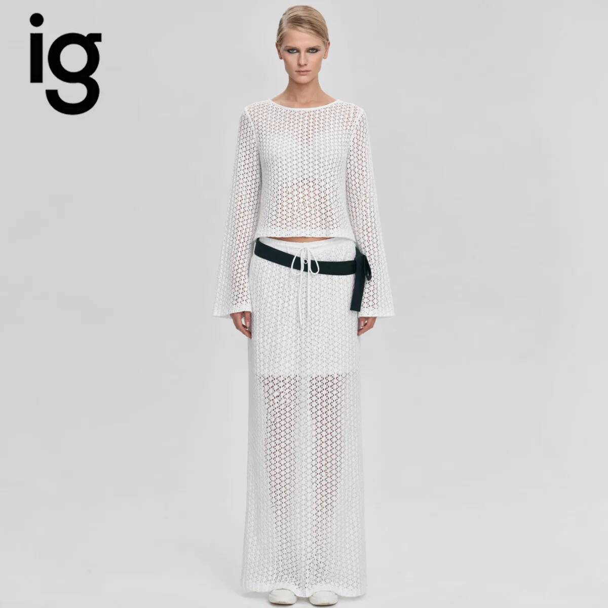 Crop Top Women - Женский вязаный комплект IG 2026 из