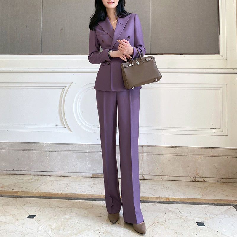 Women'S Fashion Blazer - Женский костюм Allingentle Purple: двубортный пиджак