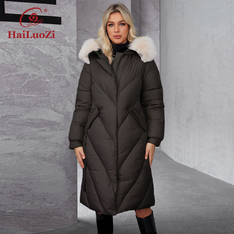 Women'S Fashion Long Coat - HaiLuoZi 2024 женская зимняя длинная парка,