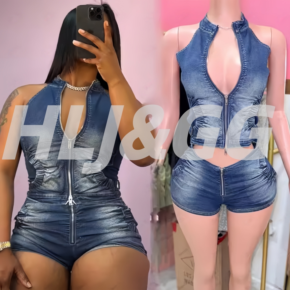Women Fashion Jeans Top - HLJ &GG синий модный джинсовый комплект