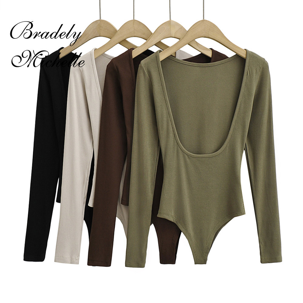 Turtleneck Bodysuit - Женская сексуальная одежда, однотонный пуловер с