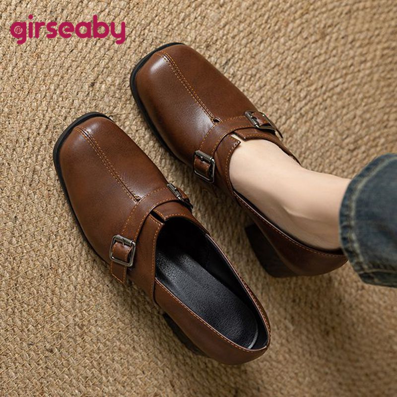 Women'S Fashion Loafers - Girseaby Винтажные женские туфли-лодочки с квадратным