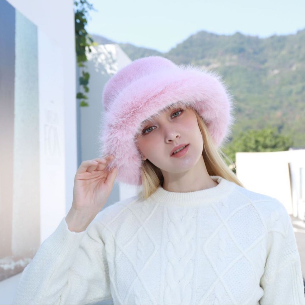 Новая теплая пушистая меховая  – обзор и цена Bucket Hat Women