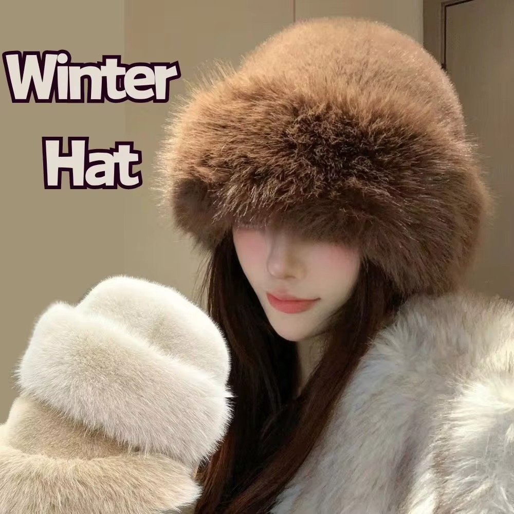 Новая теплая пушистая меховая  – обзор и цена Bucket Hat Women